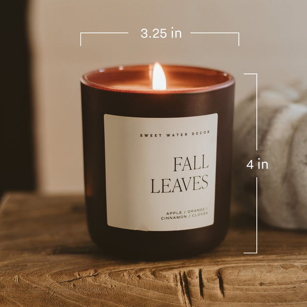Sweet Water Decor Fall Leaves 15 oz Soy Candle, Matte Jar