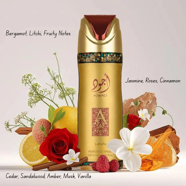 Lattafa Ajwad Unisex Perfumed Body Spray, 200 ml/6.67 fl.oz.