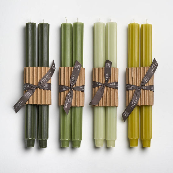 Greentree Home Candle, 12" Fluted Unscented Taper Handmade Beeswax Candles
