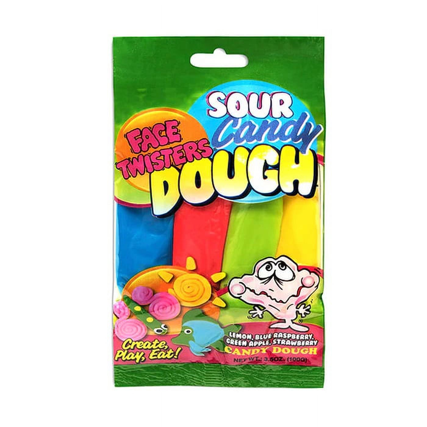 Face Twisters Sour Dough, Tangy and Fun Candy, 3.5 Ounce Bag  - 12 Count Display Box