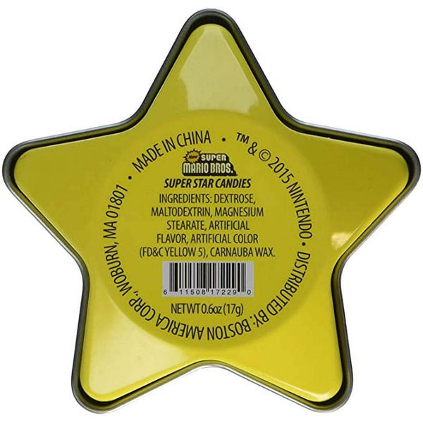 Nintendo Super Mario Bros., Super Star Candies, 6 Ounce Candy Tin - 18 Count Display Box