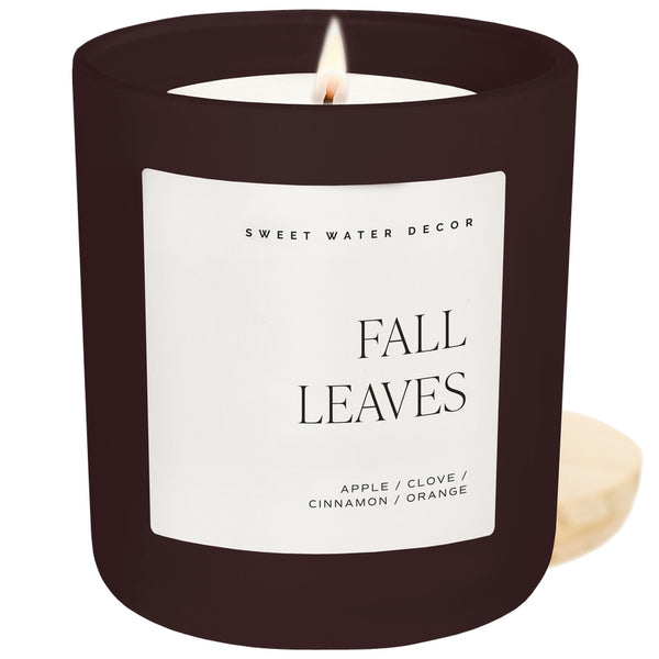 Sweet Water Decor Fall Leaves 15 oz Soy Candle, Matte Jar
