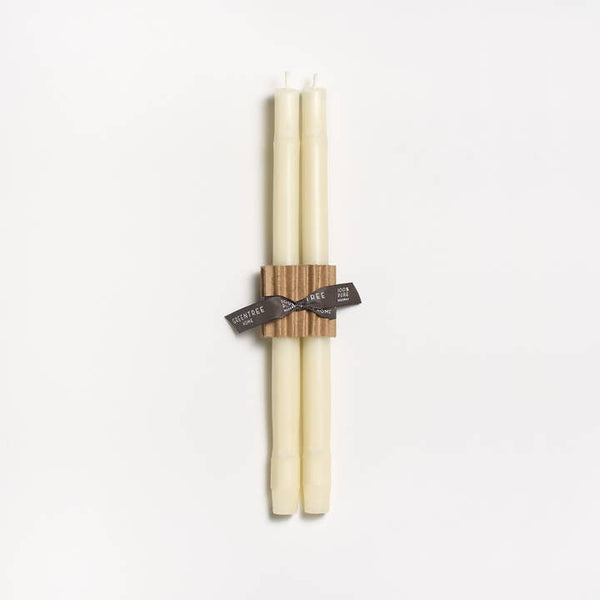 Greentree Home Candle, 12" Bamboo Unscented Taper Handmade Beeswax Candles