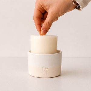 Salt Candle Vessel + Wax Candle Refill