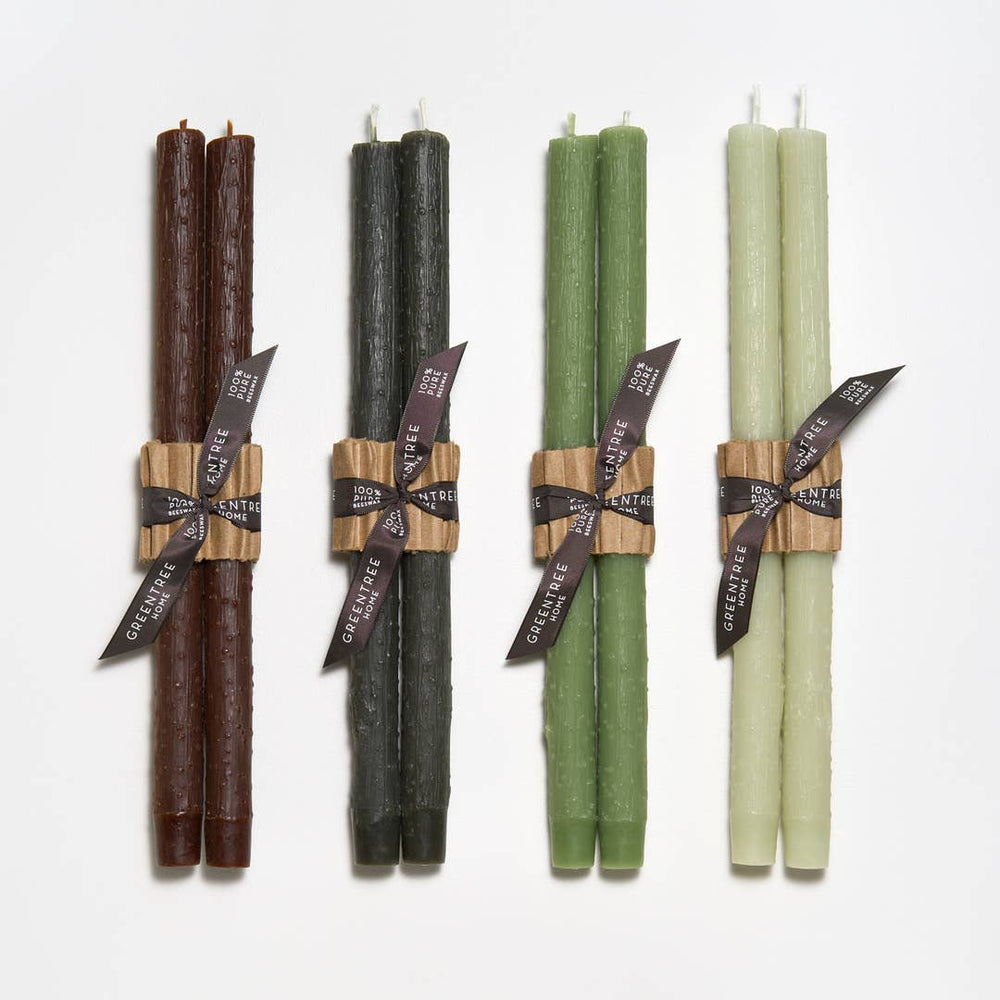 Greentree Home Candle, 12" Twig Unscented Taper Handmade Beeswax Candles