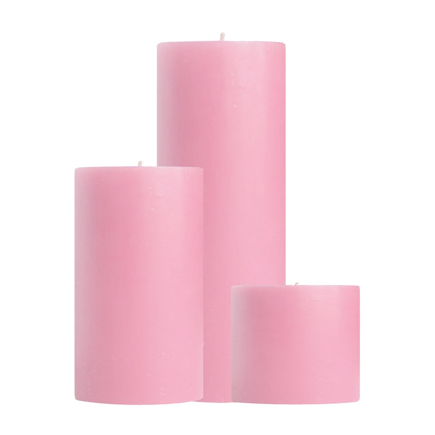 Unscented Pillar Candles, Dusty Rose
