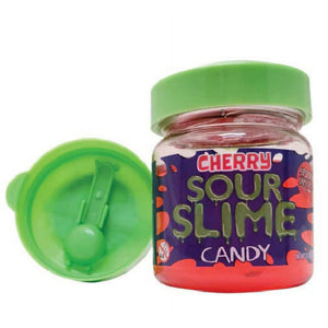 Sour Slime Candy 3.5 Ounce Jars, Sour Green Apple & Soup Cherry Flavors - 9 Count Display Box