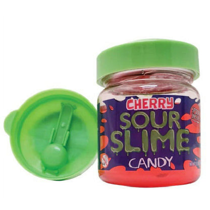 Sour Slime Candy 3.5 Ounce Jars, Sour Green Apple & Soup Cherry Flavors - 9 Count Display Box