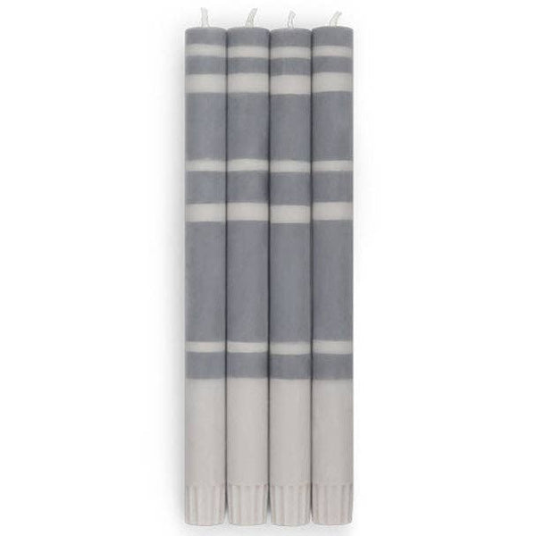 British Colour Standard - 25cm / 10'' H - Striped - Gunmetal and Gull Grey Eco Dinner Candles, Gift Box of 4