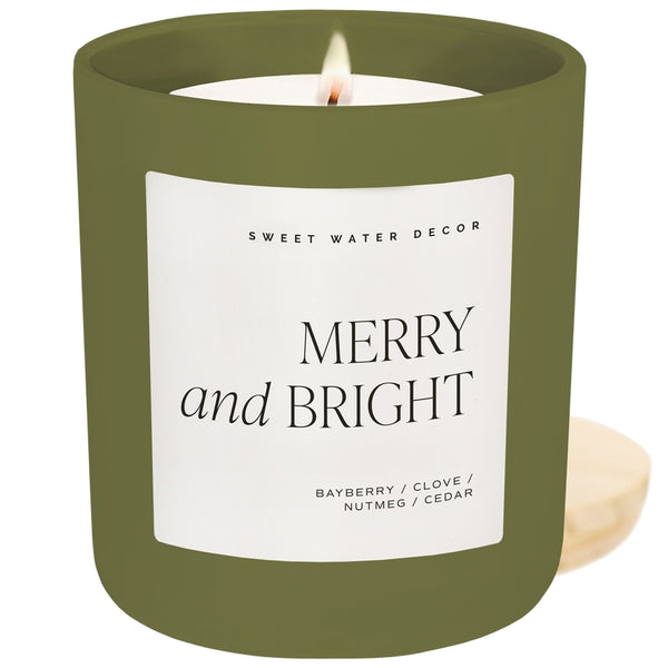 Sweet Water Decor Merry and Bright 15 oz Soy Candle, Matte Jar