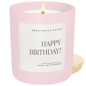Sweet Water Decor Happy Birthday 15 oz Soy Candle, Matte Jar
