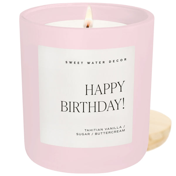 Sweet Water Decor Happy Birthday 15 oz Soy Candle, Matte Jar