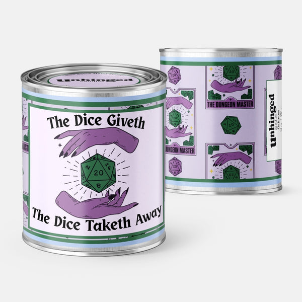 The Dice Giveth and the Dice Take Away D&D Dnd Soy Candle