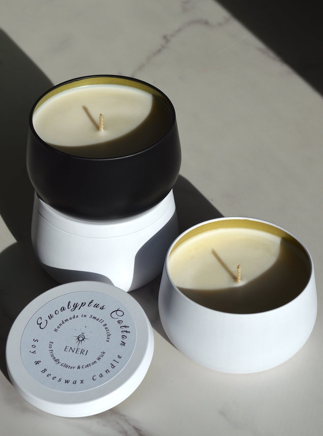 ENERI 7 oz Scented Candle, Eucalyptus Cotton