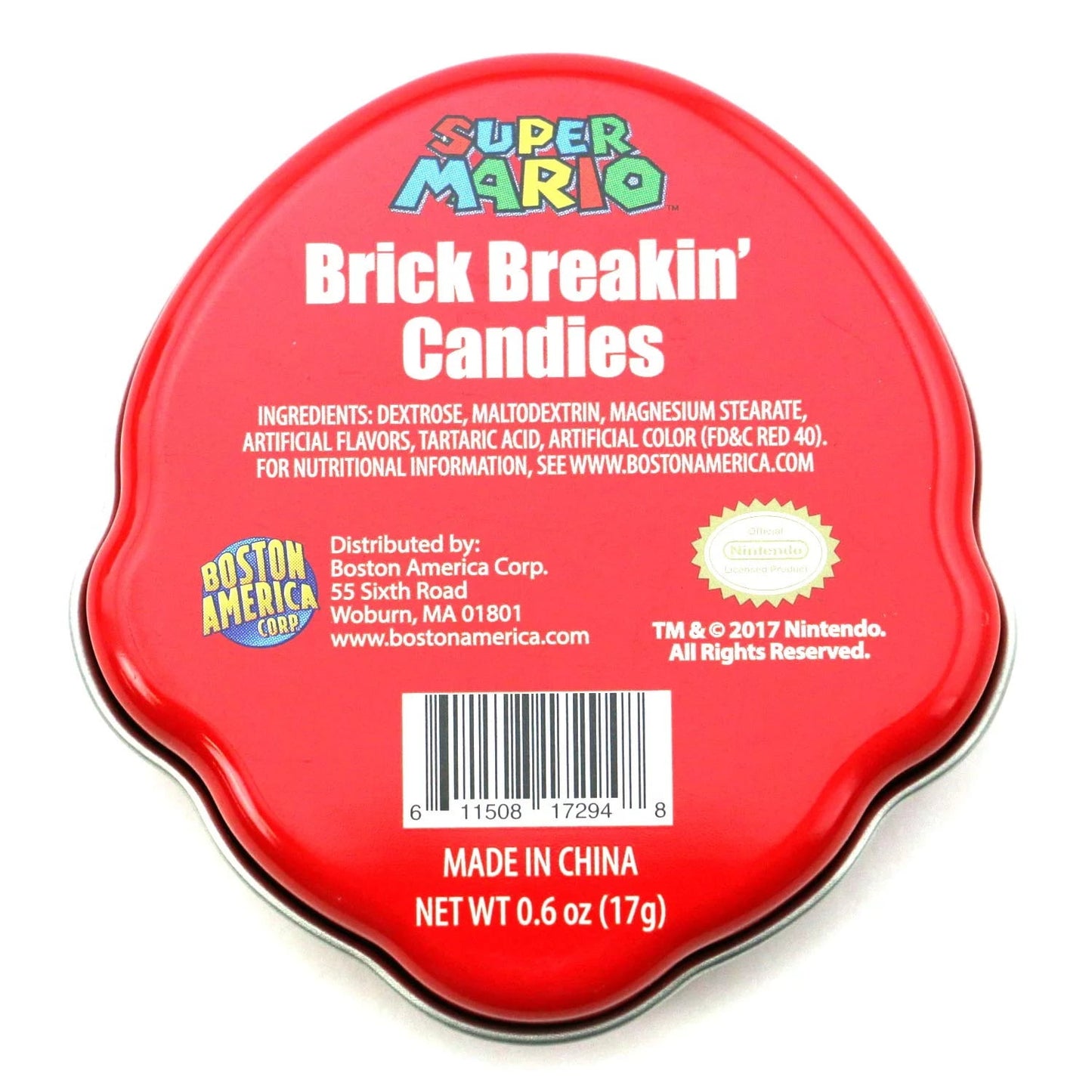 Nintendo Mario Brick Breakin' Candies, Cherry Flavored Hard Candy in Mario Shaped Tin - 18 Count Display Box