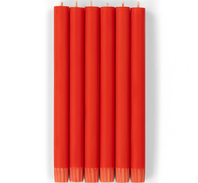 British Colour Standard 25cm / 10'' H Poppy Red Eco Dinner Candles, Gift Box of 6
