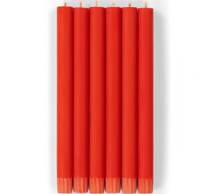 British Colour Standard 25cm / 10'' H Poppy Red Eco Dinner Candles, Gift Box of 6