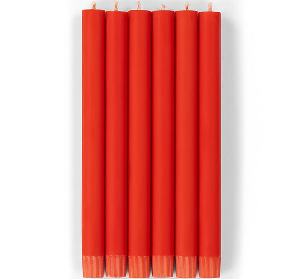 British Colour Standard 25cm / 10'' H Poppy Red Eco Dinner Candles, Gift Box of 6