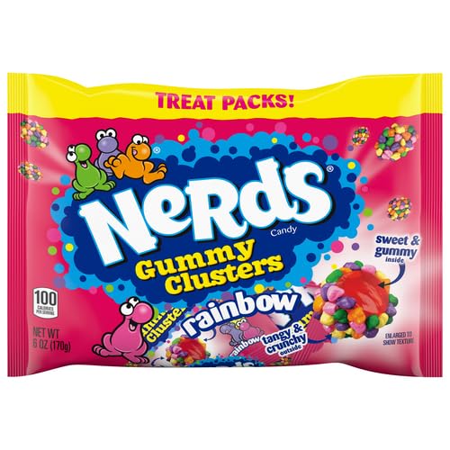 Nerds Gummy Clusters Candy, Halloween Trick or Treat Packs, 6 Ounce (12 Count) Bag