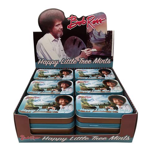 Bob Ross Happy Little Tree Mints Tin Candy Peppermint Flavor - 18 Count Display Box