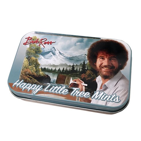 Bob Ross Happy Little Tree Mints Tin Candy Peppermint Flavor - 18 Count Display Box