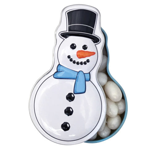 Snowman Poop Tin with Cherry Jelly Bean Candy, 1.3 Ounce Tin - 18 Count Display Box