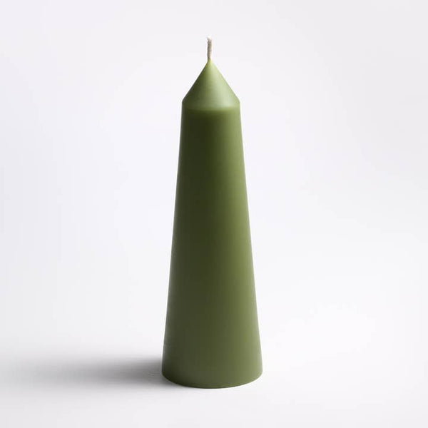 Greentree Home Candle, Short Tower Pillar Unscented Taper Handmade Beeswax Sculptural Candles