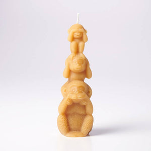 Greentree Home Candle, Wise Monkey Unscented Handmade Beeswax Sculptural Animal Candles