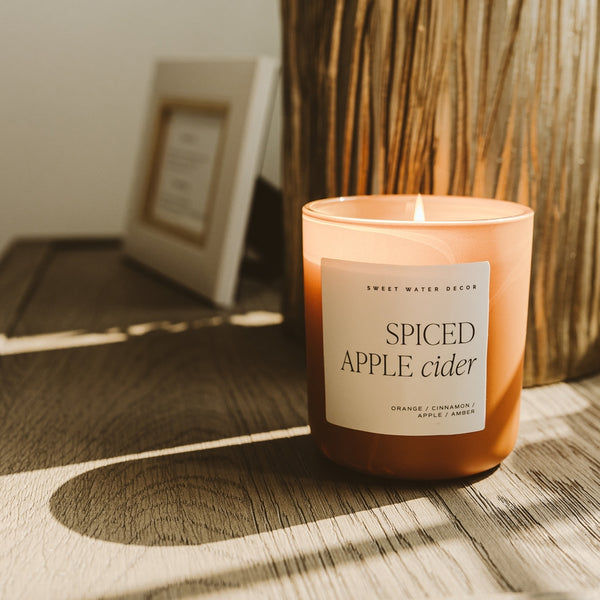 Sweet Water Decor Spiced Apple Cider 15 oz Soy Candle, Matte Jar