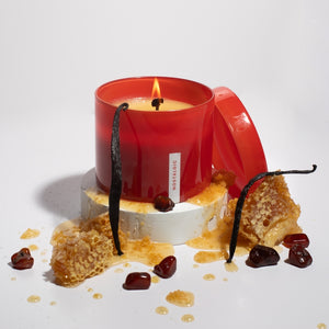 Vella & Co, Nostalgic Warm Vanilla & Honey Soy Candle 16 Ounce Soy Candle, Red Glass