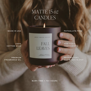 Sweet Water Decor Fall Leaves 15 oz Soy Candle, Matte Jar