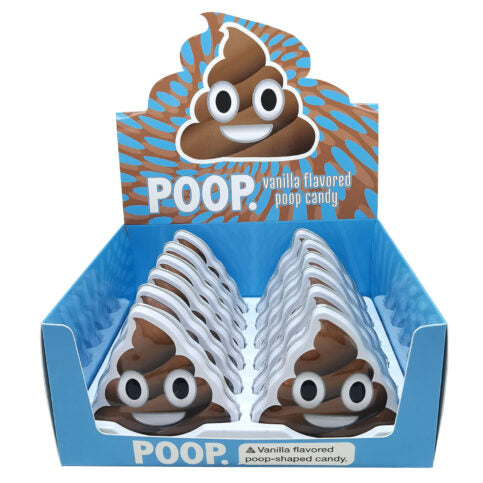 Emoticandy Poop Tin with Poop Emoji Vanilla Flavored Candy, 1 Ounce - 12 Count Display Box