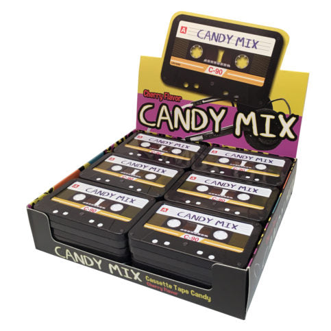 Candy Mix Cassette Tape Candy Tin, Cherry Flavor Candy, 1.3 Ounce - 18 Count Display Box