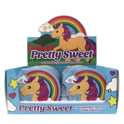 Pretty Sweet Unicorn Marshmallow Flavored Candy Tins - 12 Count Display Box