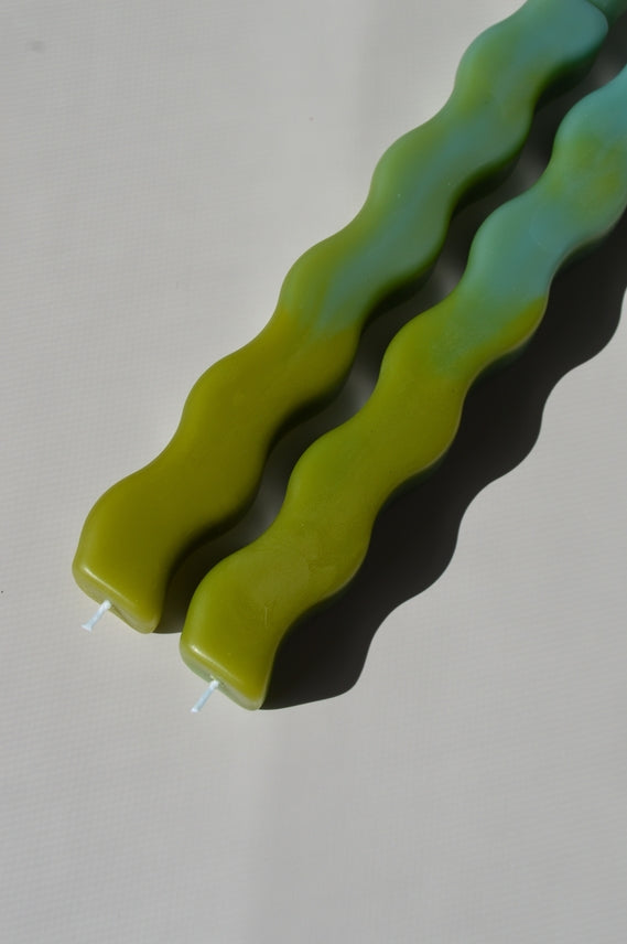 Wavy Beeswax Candlesticks - Set of 2