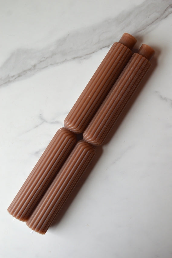Pillar Beeswax Candlesticks - Set of 2
