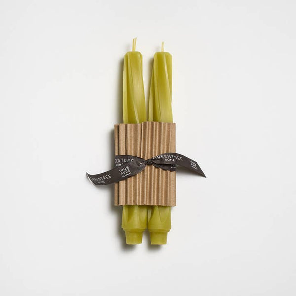 Greentree Home Candle, 9" Twist Unscented Taper Handmade Beeswax Candles
