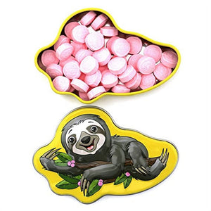 Sloth Is My Spirit Animal, 1 Ounce Strawberry Sloth-shaped Candy Tin - 12 Count Display Box