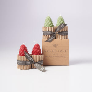 Greentree Home Candle, Small Pine Cone Unscented Handmade Beeswax Sculptural Candles