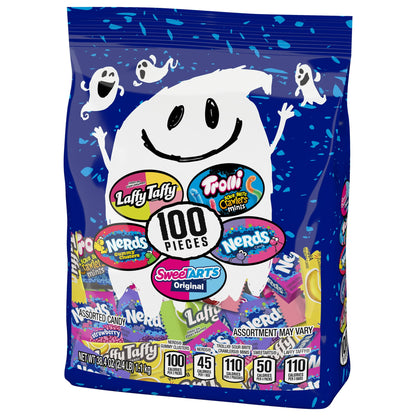 Ghost Goodies Halloween Candy Mixed Bag, SweeTARTS, Nerds, Trolli, Laffy Taffy, 38.4 oz Variety Mixed Bag, 100 Count