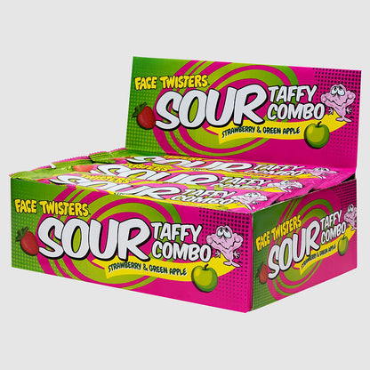 Face Twisters Sour Taffy Combo Bars, 1.4 Ounce Bars - 24 Count Display Box