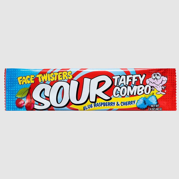 Face Twisters Sour Taffy Combo Bars, 1.4 Ounce Bars - 24 Count Display Box