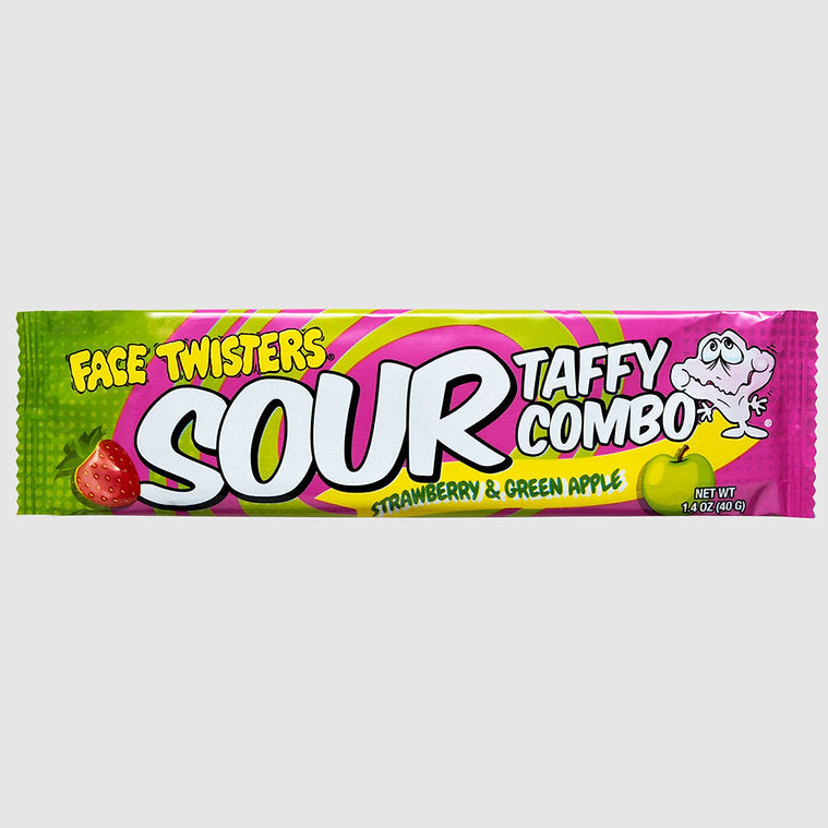 Face Twisters Sour Taffy Combo Bars, 1.4 Ounce Bars - 24 Count Display Box