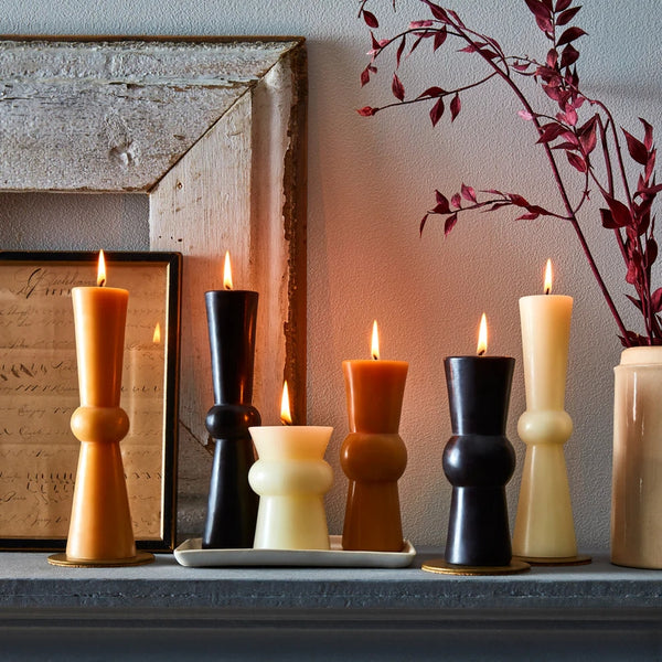 Greentree Home Candle, Josee Pillars Unscented Handmade Beeswax Sculptural Candles