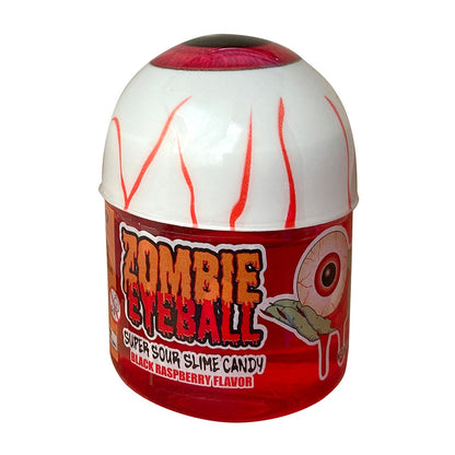 Halloween Zombie Eyeball Sour Slime Candy, Black Raspberry Flavored Slime, 3.5 Ounce Containers - 9 Count Display Box