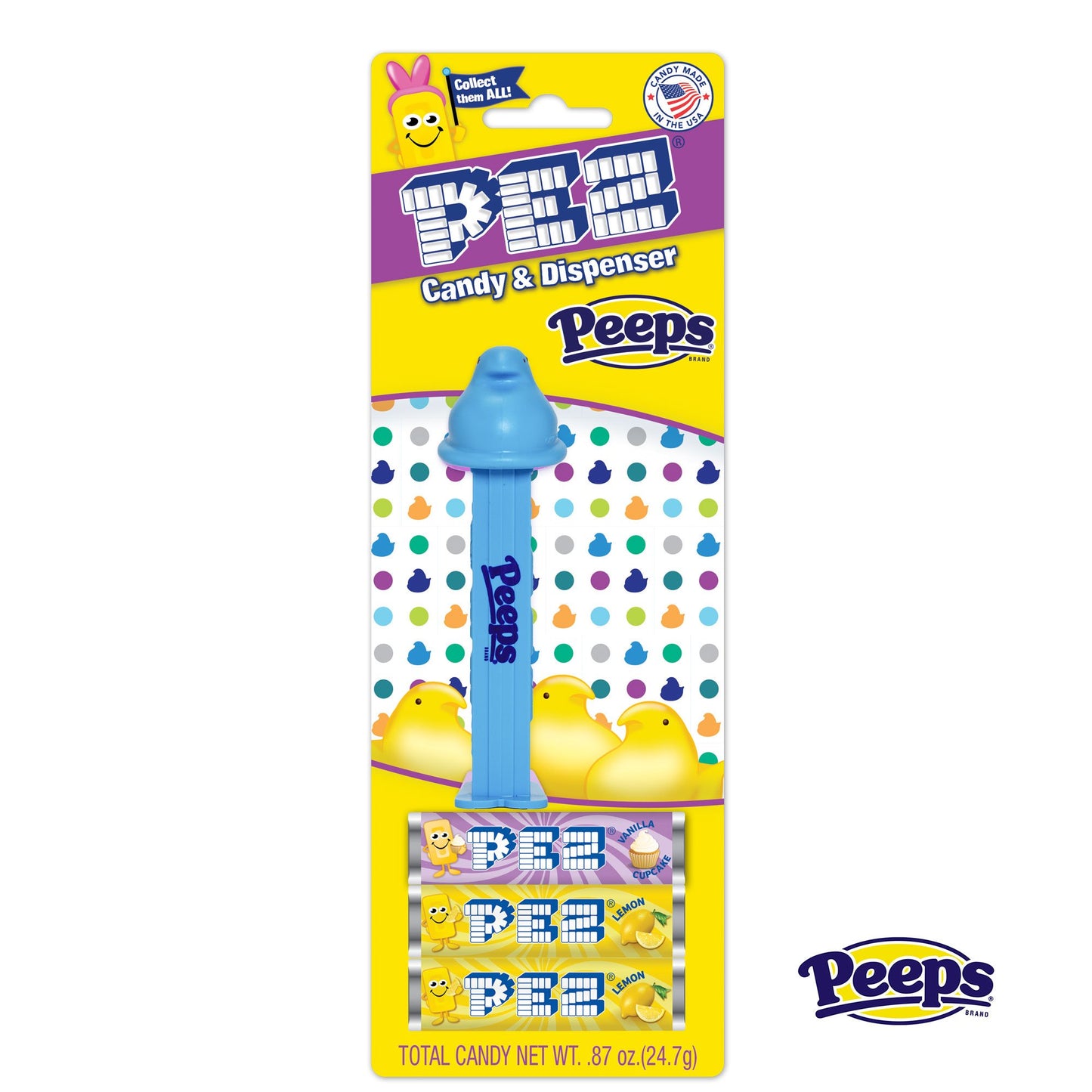 PEZ Candy Easter Peeps Dispenser Blister Pack - 12 Count Display Box