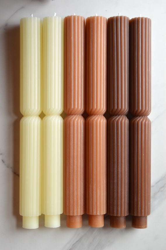 Pillar Beeswax Candlesticks - Set of 2