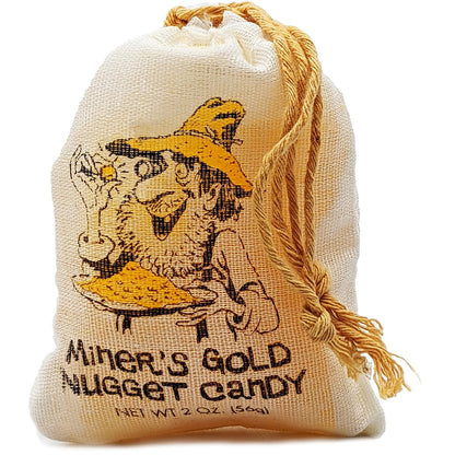 Miner's Gold Nugget Candy, Pineapple Rock Crystal, 2 Ounce Draw String Bag