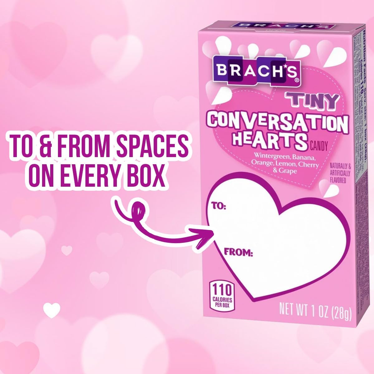 Brach's Tiny Conversation Hearts Candy, 1 Ounce Box - 24 Count Display Box