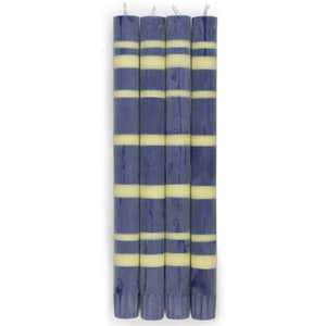 British Colour Standard - 25cm / 10'' H - Striped - Midnight and Jasmine Eco Dinner Candles, Gift Box of 4